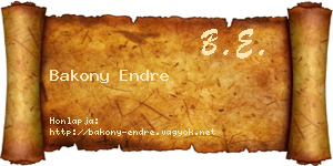 Bakony Endre névjegykártya